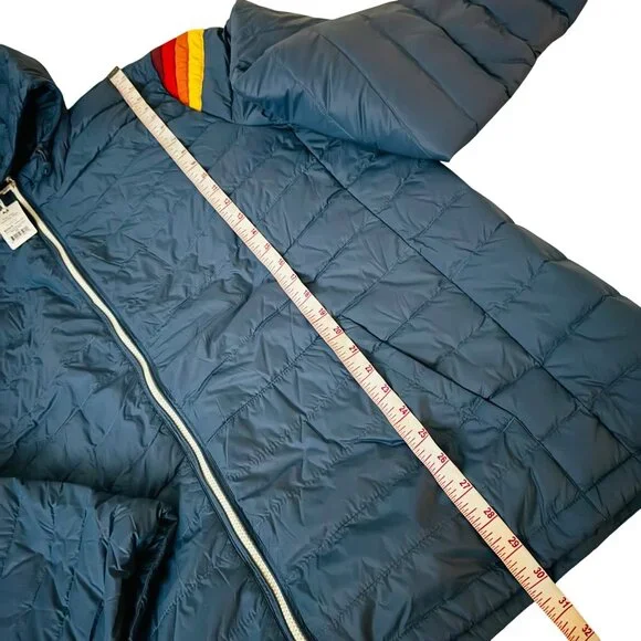 Marine Layer Banks Puffer Hoodie  sea Jacket Navy blue sz 2XL full zip pockets - Picture 4 of 9